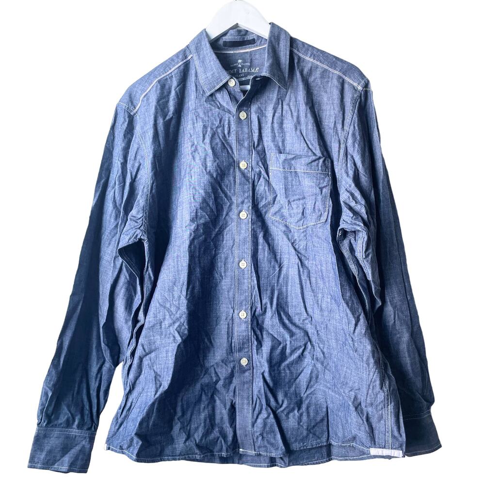 Island crafted Tommy Bahama Jeans Blue Cotton Notch Collar Button Down Shirt - L